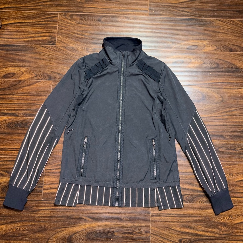 lululemon athletica Black Jacket with White Stripes